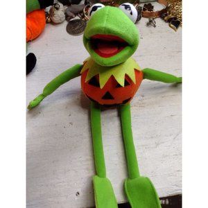 Nanco Muppet Kermit Frog Pumpkin Halloween Plush Jack O Lantern